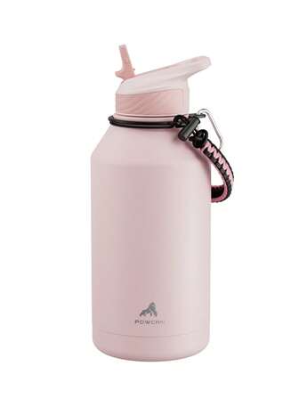 64oz/1,9L halv gallon isolerad vattenflaska med sugrörslock - Tjock vakuumisolerad vattenkanna i rostfritt stål, sportvattenflaska med stor kapacitet och handtag/rem, läckagesäker dubbelväggig design, håller sig varm/kall, perfekt för fitness, vandring, resor och skola