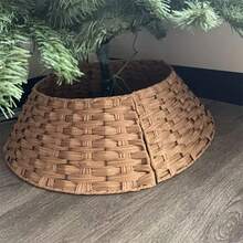 Manta de árbol de Navidad tejida a mano – diseño marrón natural con cesta tejida, cubierta de plástico resistente para árboles de Navidad artificiales. Disponible en tamaños grande y pequeño. - Pequeño marrón - Ver 5
