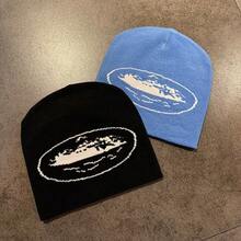 The New Cruise Knitted Hat Is Suitable For Keeping Warm In Autumn And Winter For Men And Women, Hip-Hop Rap Skateboard Cold Hat, Jacquard Pullover Hat. It Is Versatile For Couples, Knitted Cold Hat, Hooded Hat, Men's Outdoor Ear Protection, Super Warm, Lightweight And Breathable, Comfortable All Year Round, Suitable For Skiing, Hiking, Outdoor Activities, Hiking Accessories, Fashionable Hat Design, Durable Knitted Sweater Hat - Đen-Xám - Xem 3