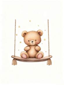 Cartoon Bear Swing Switch Sticker, Cute Cartoon Swing Leopard, Cute Cartoon Kitten, Rabbit, Leopard, Bedroom Hallway Living Room Home Switch Sticker, Decorative Wall Sticker, Self-Adhesive, Vinyl Material, Convenient And Practical - Multicolor - View 3