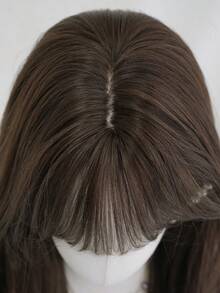 NICKY WALL Long Curly Synthetic Heat-Resistant Wig With Natural Bangs In Curly Brown Wig, 24 Inches Long, Made From Fiber, Suitable For Daily Use, Natural And Realistic Hairpiece.