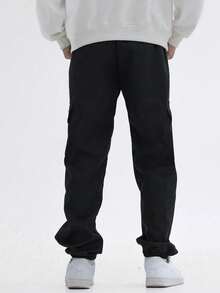 2条装男童青少年休闲侧袋抽绳裤，适合运动、户外活动，春夏秋冬皆宜。 - 黑色 - 查看 5