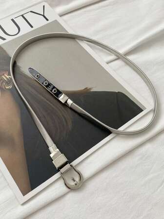 Niche High-End Metallic Elastic Skinny Belt, Versatile Fashion Elastic Leather Belt