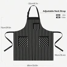 NLUS 2 Pack CooFKing Aprons For Women With Pockets Adjustable Kitchen Bib Aprons For Women Men Chef, Black/White Stripe (Black/White Stripes),DarkBlack/White-2 - 深色/白色-2 - 查看 4