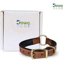 Collar de Cuero para Perros Medianos, Marrón, 1 Pulgada de Ancho, Cuero Genuino de Grano Completo, Resistente con Acolchado Interior Suave, Cómodo y Duradero (Mediano (Ajuste para Cuello de 14.5-18.5), Marrón) - Marrón con anilla central - Ver 5