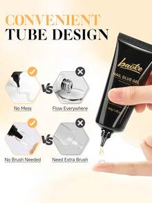 40毫升固体指甲凝胶，需UV灯固化，可卸除，强力指甲凝胶，适用于亚克力假指甲、延长甲、按压式指甲、凝胶指甲贴纸 - 無色 - 查看 3