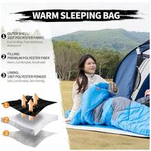 Sleeping Bags, Camping Sleeping Bag For Adults, 3 Season Warm & Cool Weather, Lightweight Waterproof Sleeping Bags For Indoor Outdoor Camping Traveling BackpacFKing, Pink/Blue/Black,5.3lb/Black - 5.3磅/黑色 - 查看 3