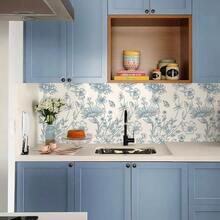 1 Roll Thick Waterproof Self-Adhesive Wallpaper, Retro Solid Color Peony Floral Pattern, Home Decor Wall Paper, Suitable For Bathroom, Living Room, Bedroom, Kitchen, DIY Furniture Renewal Self-Adhesive Wallpaper - Multicolor - View 8