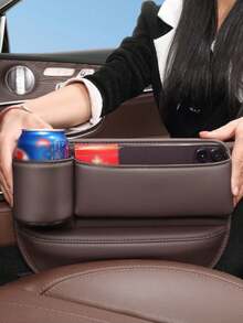 1个多功能汽车座椅缝隙储物盒，带杯架，汽车中控台储物盒，女士收纳盒，旅行必备，宿舍用品，秋季装饰 - 彩色 - 查看 13