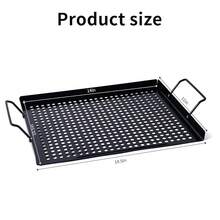 Vegetable Grill Basket,Nonstick Grilling Topper 14.6 Inchx11.4 Thicken Grill Pan BBQ Accessory For Grilling Veggie, Fish, Shrimp, Meat, Camping Cookware (With Hand),WithHand - 用手 - 查看 5