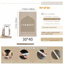 1pc Canvas Wall Art With Frame, Ramadan Decoration, Ramadan Blessing, Islamic Ramadan Art, Ramadan Poster, Moon Phase Ramadan Poster, Islamic Decor, Middle Eastern Art, Star And Moon Pattern, Eid Art, Middle Eastern Art, Room Decor, Dorm Decor, Bedroom Decor, Living Room Decor, Office Decor, Holiday Gift, Bathroom Decor, Kitchen Decor, Dining Room Decor - Multicolor - View 12