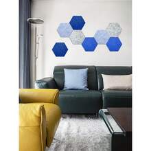 Hexagon Felt Bulletin Board Tiles, 8 Pcs, 8.7 X 7.5 Inches, With 20 Pushpins, For Easy Display Of Photos Pictures Memos Notices, Felt Wall Tiles For Office Home Classroom (Blue),Blue - Màu xanh lam - Xem 7