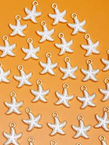 10pcs/Set Mixed Fashion Enamel Starfish Alloy DIY Pendant - White - View 7