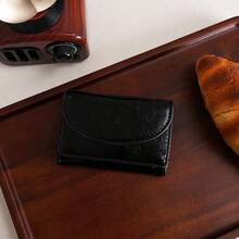 日式钱包，RFID屏蔽零钱包，迷你短款钱包（部分纽扣较硬） - 黑色 - 查看 1