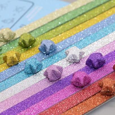 90/360/520/540Pcs Glitter Origami Star Paper Strips, Lucky Star Decoration Paper Strips For DIY Hand Art Crafts Origami, Great For Classroom Craft Projects And Party Gift Giving