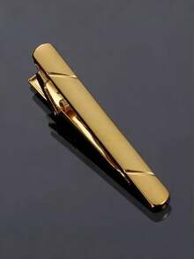 1件畅销个性化商务金色男士正装短领带夹，简约时尚，5厘米，日常佩戴，商务着装，时尚领带夹，几何图案，抛光外观，领带固定器，商务人士，时尚男士 - 彩色 - 查看 9