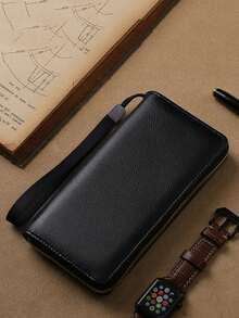 1个简约多卡位纯色男士商务休闲长款拉链卡包