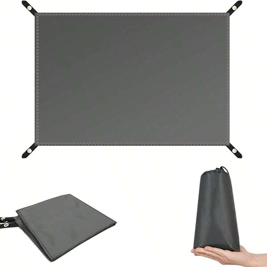 防水露营地布，防水帐篷地垫，超轻地垫，适用于徒步旅行、背包旅行、吊床、沙滩等，包含收纳袋和4个地钉。 - 灰色 - 查看 1