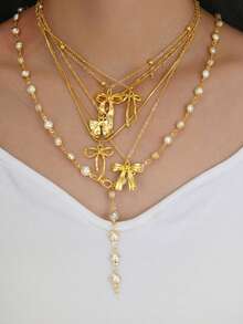 Bộ dây chuyền dài tua rua đính đá hình thánh giá phong cách Hip Hop cổ điển thanh lịch 4 trong 1, vòng cổ choker nhiều lớp độc đáo dành cho nữ, thích hợp cho mùa hè, tiệc tùng, dịp trang trọng, đeo hàng ngày - màu sắc - Xem 8