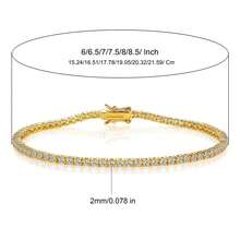 2 st 2,0 mm tennisarmband, 18K guldpläterat 2 mm kubisk zirkonia klassiskt tennisarmband - Guld*2 - Visa 10