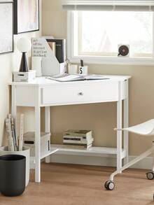 SoBuy FWT31-W, White Corner Desk, Triangle Table Desk With Drawer, Home Office Desk Computer Workstation - White - View 2
