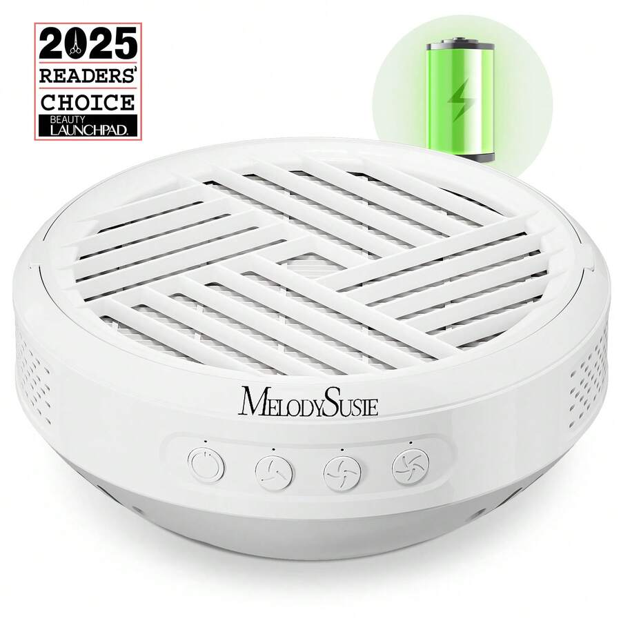 Melody Susie Cordless Nail Dust Collector With Reusable Filter, Compact Vacuum Fan For Acrylic Gel Polishing, White, High Suction Power For Nail Salon And Home DIY-White - 白色 - 查看 1