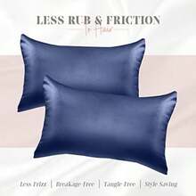 Elegant Comfort - Juego de Funda de Almohada de satén de 2 Piezas para una Piel y Cabello más saludables, Cierre de Cierre Oculto y bellamente empaquetado, Juego de Funda de Almohada de satén, tamaño(Azul marino King) - Multicolor - Ver 6