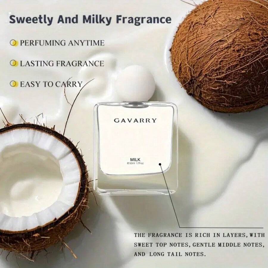 Coconut Milk Perfume - 1.7 Oz Alcohol-Free, Gavarry Women's Eau De Toilette - Silky Texture, A Blend Of Milk, Coconut, And Vanilla Notes - Sweet, Long-Lasting, And Layered | Elegant Design, Perfect For A Christmas Gift - 椰奶 - 查看 1