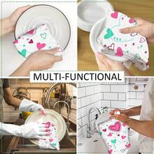 2/4 Piezas Juego, Paños de Cocina, Toallas de Microfibra Modernas Súper Absorbentes con Estampado de Corazón, Toallas de Té para Cocinar y Hornear, Paños de Limpieza, Toallas de Mano, Toallas de Té, Ultra Suaves y Altamente Absorbentes, Decoración de Cocina, Regalos para Vecinos, Regalos para Mamá, Regalos de Cumpleaños, Regalos de Inauguración de Casa para Amigos, Artículos Esenciales de Cocina, Necesidades Diarias