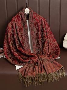 波西米亚风女士奢华多功能佩斯利和佩斯利提花长围巾、披肩、复古围巾，适合春夏季日常使用。配饰女士冬季秋季 - A - 查看 24