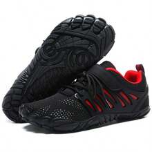 ZIITOP Men's Minimalist Trail Runner Zero Drop Workout Cross-Trainer Hiking Water Wide Toe Box Grounded Footwear Weightlifting Walking - 黑紅 - 查看 8