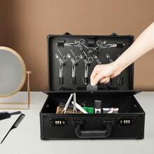 Professional Barber Toolbox Portable Black Barber Tool Case Large Capacity With Partition Storage For Stylists - Black - View 7