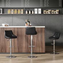Bar Stool Breakfast Bar Stool With Chrome Footrest And Base Swivel Gas Lift Kitchen Stool For Breakfast Bar/Counter/Kitchen/Home Barstools (Black) - Black - View 8