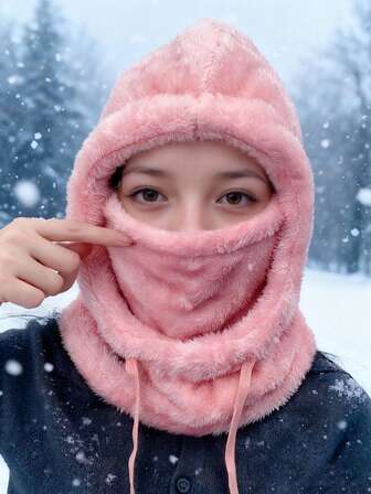 Winter Fleece Balaclava Hood Ski Mask, Warm Face Cover, Polyester Knitted Full Head And Neck Warmer, Unisex, Lightweight, Hand Washable, Non-Stretch Fabric With Fine Craftsmanship - 1 Piece