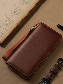 1个简约多卡位纯色男士商务休闲长款拉链卡包