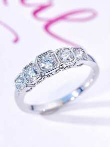 1 pieza Anillo de circonita cúbica de moda para mujer, regalo para boda, compromiso, Día de San Valentín o fiesta - 1# - Ver 2