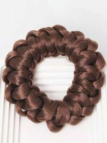 高弹力手工编织假发发圈，丸子头发绳，马尾辫发饰，发圈，橡皮筋，发绳弹力带 - 彩色 - 查看 7