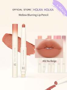 HOLIKA HOLIKA Mellow 柔雾唇线笔 02 新米色，多用途，可用作唇线笔、眼影和腮红，奶油般柔滑的质地，易于晕染，不拉扯，日常妆容，扎染唇妆，饱满唇色，韩式妆容，韩国化妆品，1.3克/0.04盎司。 - 02 NEW BEIGE - 查看 5