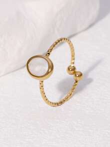 3pcs/Set Fashionable & Elegant Delicate Gold-Plated Stainless Steel Heart & Geometric Open Adjustable Rings, Suitable For Women's Daily, Party, And Date Wear