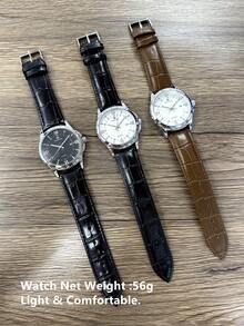 1件 Pablo Raez 魅力男士腕表，不锈钢奢华腕表，绅士复古银色饰品，50米防水，黑色和棕色超柔软纤维皮革表带，AAA级极简日历时钟，男士SUS304钢表带，不褪色，全新休闲石英表 - 銀色 - 查看 10