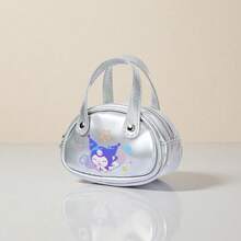 Miniso حقيبة حفلة مزركشة من سلسلة كورومي من ماركة ميني سو سانريو، حافظة سماعات أذن سانريو لسماعات AirPods، حقيبة سماعات رأس براقة وجميلة، إكسسوارات كرتونية للفتيات - فضي - مشاهدة 7