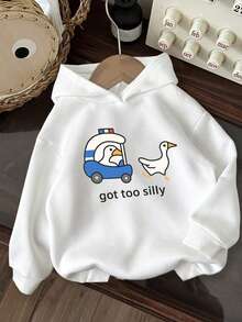 Girls' Hooded Sweatshirt Casual Printed Pattern Loose Sweatshirt Children's Clothing - 白色6 - 查看 2