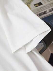 Manfinity Homme Men's Letter Print Round Neck Short Sleeve Casual Slim Fit T-Shirt, Summerlatest Fashion - 白2 - 查看 4