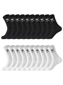Bow Pattern Socks For Women White Black Running Hiking Dress Female Male School Work Hiking Funny On Dress Sock Winter Sock Four Season Valentine's Day - Multicolor - View 15