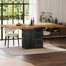 Extendable Dining Table, 110 X 80 X 75 Cm. Suitable For Dining Rooms, Kitchens Or Patios. Extendable Wooden Dining Table With A Length Of Up To 140 Cm. Seats Up To Six People. Tabletop With H - Natural Wood - View 6