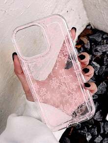1pc Elegant Lace Pattern Anti-Slip Transparent Cushion Soft Phone Suitable 11/12/13/14/15/16 Pro Festive Surprise |   Cute & Protective Her - 1 cái - Xem 8