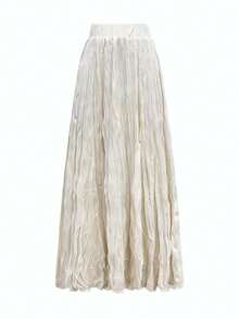 Women's Velvet Ruched Skirt - Fashionable, Versatile, Elegant & Flattering - Màu mơ nhạt - Xem 2