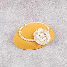 1pc Fascinators Hats For Women Tea Party Hat Kentucky Fascinator Derby Flower Pearl Pillbox Hat For Bridal Wedding, Tiny Hats, Mini Cap, Mini Fascinator - Multicolor - View 8