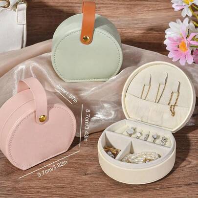 1个个性化首饰盒，柔和粉彩色系（薄荷绿、粉色、白色） - 旅行收纳盒，配金色五金配件 - 生日、伴娘、圣诞节礼物盒，适合女性和女孩 - 优雅首饰收纳盒