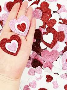 120/60pcs Heart-Shaped Self-Adhesive Stickers, Colorful Glitter Heart Stickers, Suitable For Valentine's Day Handmade Materials, DIY Cards, Box Sealing Stickers, Commercial Product Packaging Sealing Stickers, Gift Box Decoration Bag Packaging Labels - Multicolor - View 4